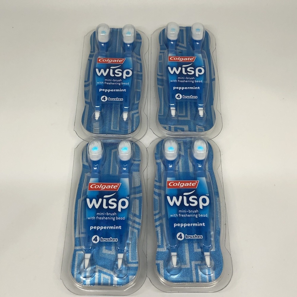 Lot Of 4 Colgate Wisp Peppermint Brushes NIP Pack of 4 Each NOS Exp2010